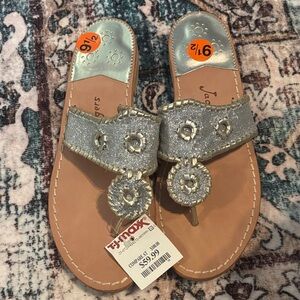 Jack Rogers Sandals — Silver Glitter Women’s